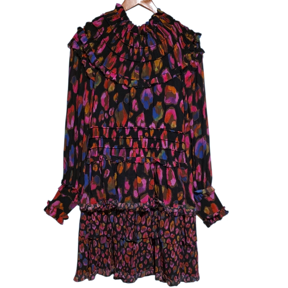 Farm Rio Iridescent Leopard Mini Dress Size Small - Picture 2 of 4